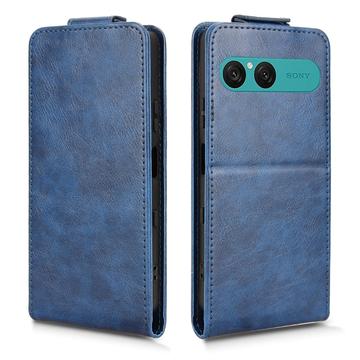 Sony Xperia 10 VII lodret flip-etui med stativ - mørkeblå