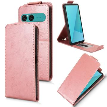 Sony Xperia 10 VII lodret flip-etui med stativ - rosaguld