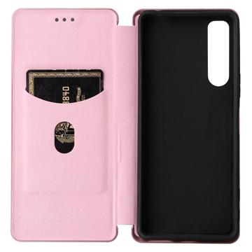 Sony Xperia 5 IV Flip Cover - Karbonfiber - Rødguld