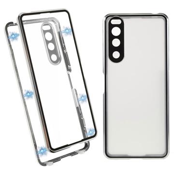 Sony Xperia 5 IV Magnetisk Cover med Hærdet Glas til Bagsiden - Sølv