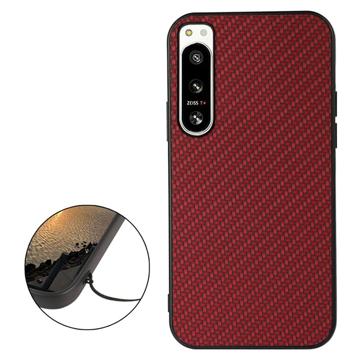 Sony Xperia 5 IV TPU Cover - Karbonfiber - Rød