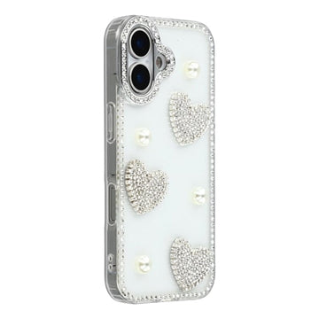 iPhone 17 Funklende Kærlighed og Perle Hybrid Cover - gennemsigtig
