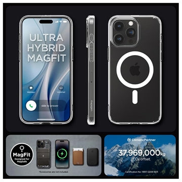 iPhone 15 Pro Spigen Ultra Hybrid Mag Cover - Hvid / Klar