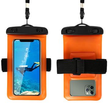 Vandtæt sportstaske med armbånd og rem - 6.5" - Orange
