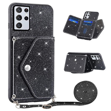 Stardust Samsung Galaxy S23 Ultra 5G Cover med Kortholder - Sort