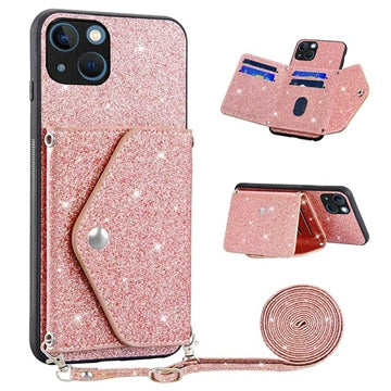 Stardust iPhone 14 Cover med Kortholder - Pink