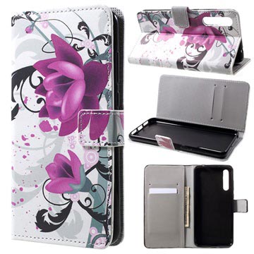 Style Series Huawei P20 Pro Cover med Kortholder - Lotusblomst