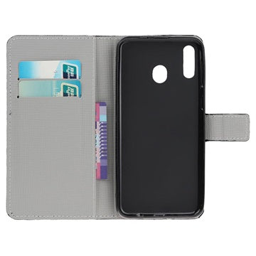 Style Series Samsung Galaxy A20e Cover med Kortholder - Blå Sommerfugl