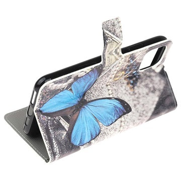 Style Series iPhone 11 Cover med Kortholder - Blå Sommerfugl