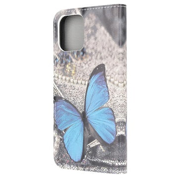 Style Series iPhone 13 Mini Pung Taske - Blå Sommerfugl