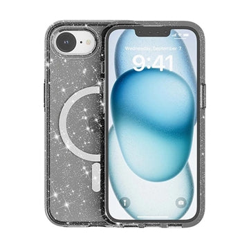 iPhone 16e/17e Stylish Glitter Series Hybrid Cover - MagSafe kompatibel - Sort