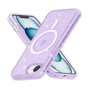 iPhone 16e/17e Stylish Glitter Series Hybrid Cover - MagSafe kompatibel - Lilla