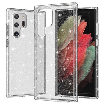 Samsung Galaxy S22 Ultra 5G Stylish Glitter Series Hybrid Cover - Gennemsigtig