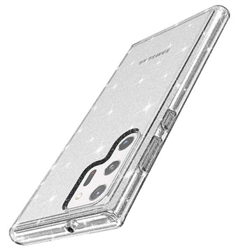 Samsung Galaxy S22 Ultra 5G Stylish Glitter Series Hybrid Cover - Gennemsigtig