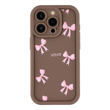 iPhone 15 Pro Max Stilfuldt stødsikkert TPU cover med forhøjede kanter - Brun / Sløjfe