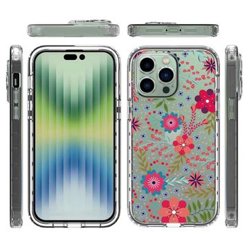 Sweet Armor Series iPhone 14 Pro Max Hybrid Cover - Farverige blomster