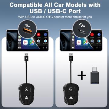 THT-020-9 Bil trådløs Carplay Android Auto Dongle kablet til trådløs adapter - sort