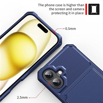 iPhone 17 TPU Cover med Kortholder - Blå