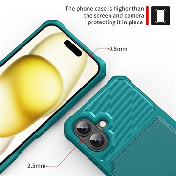 iPhone 17 TPU Cover med Kortholder - Turkis