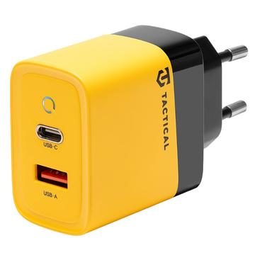 Tactical Microgrid GaN 45W vægoplader - PD3.0 USB-C, QC3.0 USB-A - Gul