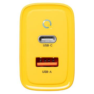 Tactical Microgrid GaN 45W vægoplader - PD3.0 USB-C, QC3.0 USB-A - Gul