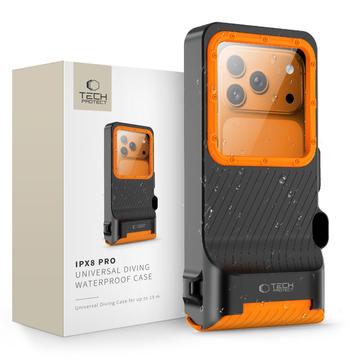 Tech-Protect IPX8 Pro Universal vandtæt dykkeretui 4.7-6.9" - Sort / orange