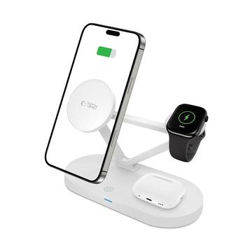 Tech-Protect QI15W-A41 3-i-1 MagSafe trådløs oplader - 15W/3W/2.5W - Hvid