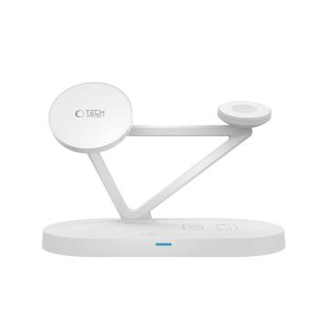 Tech-Protect QI15W-A41 3-i-1 MagSafe trådløs oplader - 15W/3W/2.5W - Hvid
