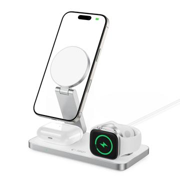 Tech-Protect QI15W-A47 3-i-1 foldbar MagSafe trådløs oplader - hvid