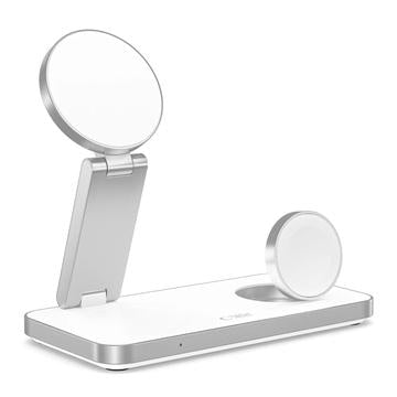 Tech-Protect QI15W-A47 3-i-1 foldbar MagSafe trådløs oplader - hvid