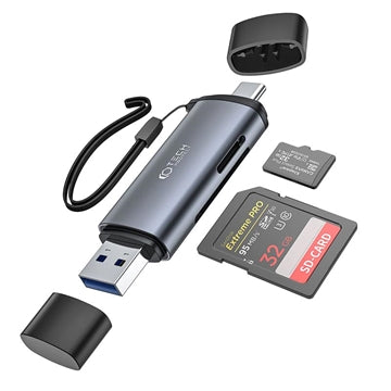 Tech-Protect UltraBoost USB-A/USB-C SD & MicroSD Kortlæser - Grå