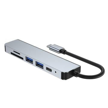 Tech-Protect V4 6-i-1 USB-C hub-adapter - grå