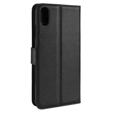 iPhone XS Max Tekstureret Flip Cover med Kortholder - Sort