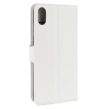 iPhone XS Max Tekstureret Flip Cover med Kortholder - Hvid