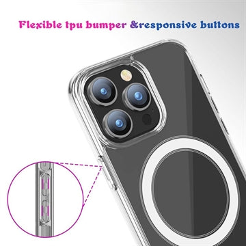 iPhone 15 Pro Hybrid Cover - MagSafe Kompatibel - Gennemsigtig