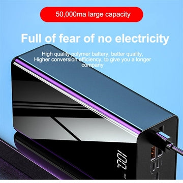 Triple USB Hurtig Powerbank 50000mAh - PD 18W - Sort
