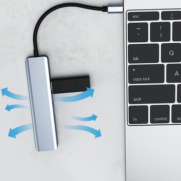 USB-C 7-i-1 hub - HDMI/USB-A/USB-C PD/SD/Micro SD - Grå