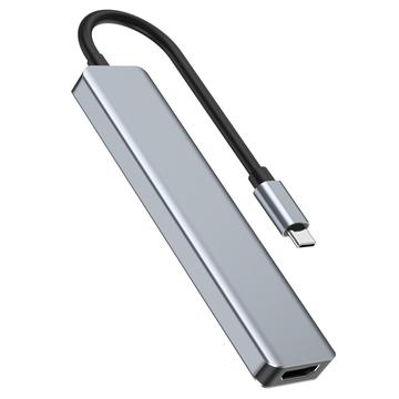 USB-C 7-i-1 hub - HDMI/USB-A/USB-C PD/SD/Micro SD - Grå