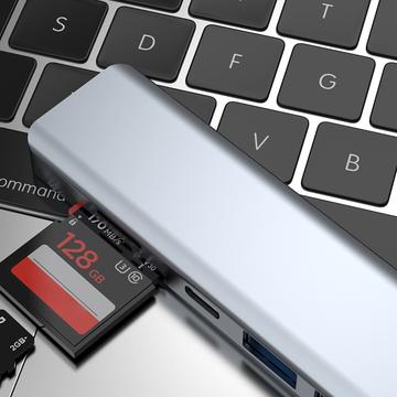 USB-C 7-i-1 hub - HDMI/USB-A/USB-C PD/SD/Micro SD - Grå