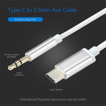 USB Type-C til 3.5mm lydkabel - 1m - Sølv