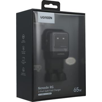 Ugreen Nexode RG 65W GaN hurtig vægoplader med 2xUSB-C, USB-A