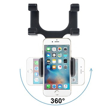 Universal 360 Roterende Bakspejl Holder til Smartphones - Sort