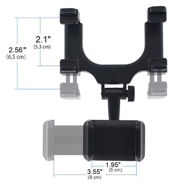 Universal 360 Roterende Bakspejl Holder til Smartphones - Sort
