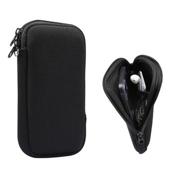 Universel mobiltelefonetui i nylon med lynlås og snor - 6.7–6.9" - Sort
