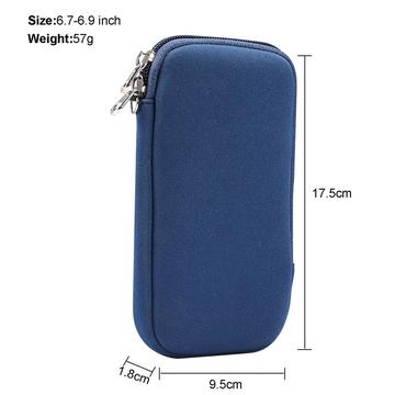 Universel mobiltelefonhylster i nylon med lynlås og snor - 6.7-6.9" - Blå