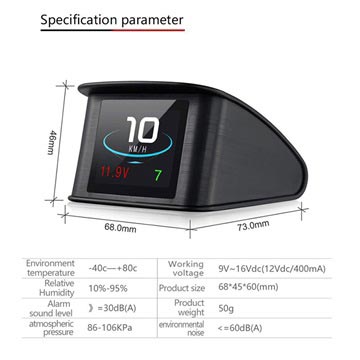 Universal Smart Digital HUD Bil Hastighedsmåler T600 - Sort