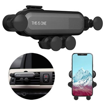 Universal Gravity Mobilholder til Luftkanal til Smartphone - Sort