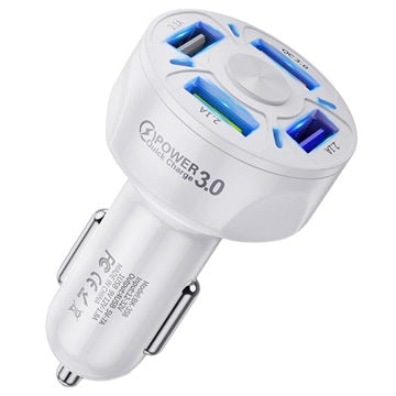 QC3.0 Hurtig Biloplader BK-358 - 4 x USB - Hvid