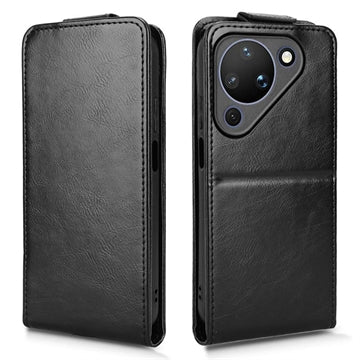 Huawei Pura 90 lodret flip-etui med stativ - sort