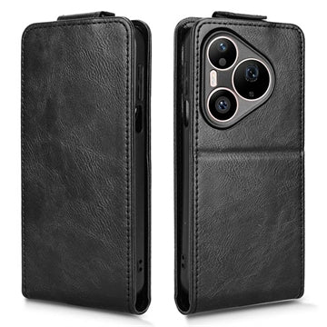 Huawei Pura 90 Pro Max lodret flip-etui med stativ - sort